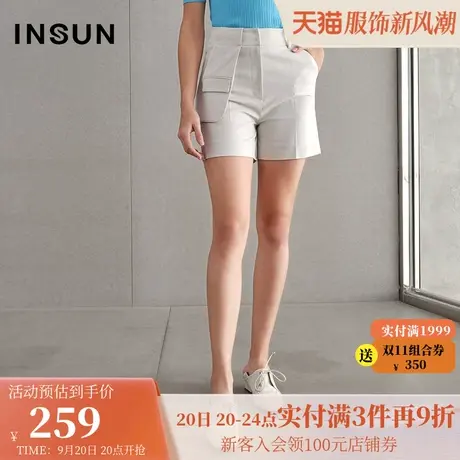 恩裳夏季西裤短裤女显瘦宽松高腰A字阔腿休闲时尚工装裤商品大图