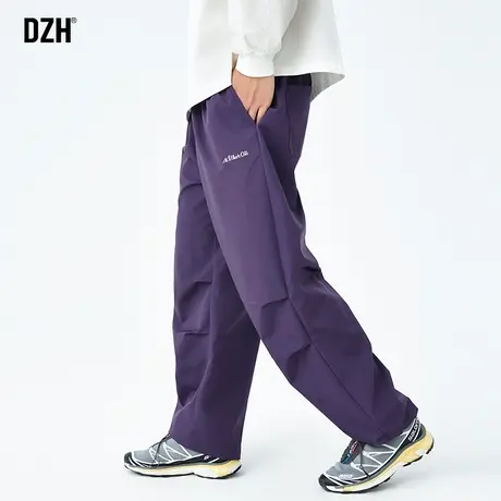 男士紫色工装裤子男款美式高街机能伞兵2023新款户外冲锋裤运动裤商品大图