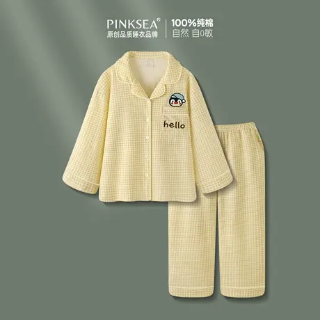 Pinksea睡衣女款春秋季纯棉长袖可爱卡通家居服宽松大码女士套装商品大图
