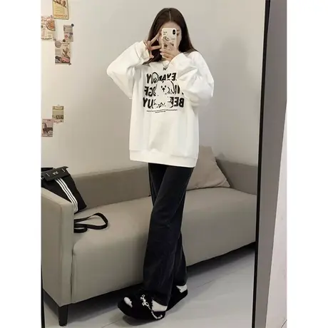 超火cec复古港味无帽卫衣女薄款秋装百搭宽松显瘦chic上衣外套潮商品大图