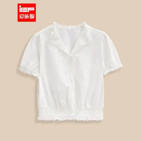 IEF/爱依服【微胖】大码女装2025夏季新款简约通勤V领百搭上衣图片