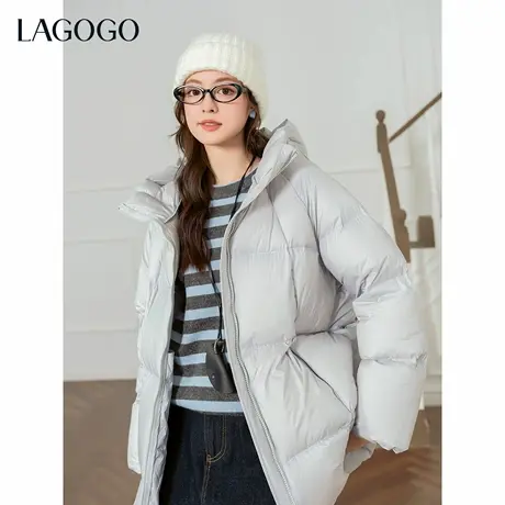 【三防】LAGOGO冰蓝中茧羽绒服女拉谷谷2025年冬季新款泡芙外套图片