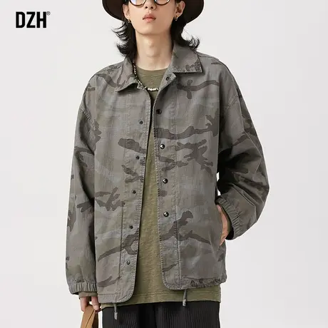男士迷彩服外套男美式复古翻领上衣2023新款情侣夹克男款秋季衣服商品大图