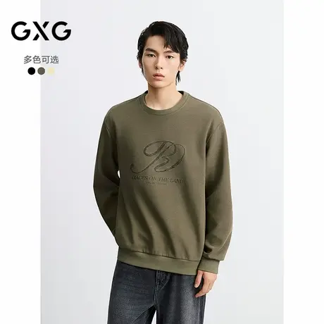 GXG男装 圆领卫衣胸前刺绣长袖上衣 25年秋季新品图片