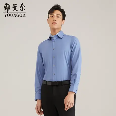 【D系羊毛混纺可机洗】雅戈尔23秋季新品商务休闲保暖长袖衬衫男商品大图