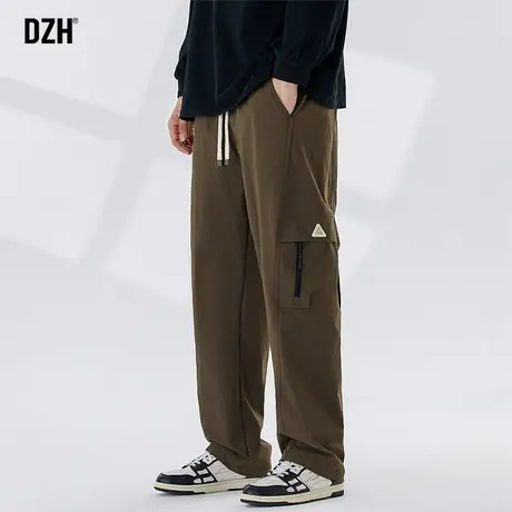 男士秋季棕色裤子男款美式高街2023新款直筒休闲裤宽松工装裤长裤商品大图