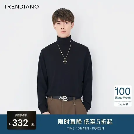 TRENDIANO官方时尚百搭高领内搭单穿针织衫潮男2023新款秋季图片