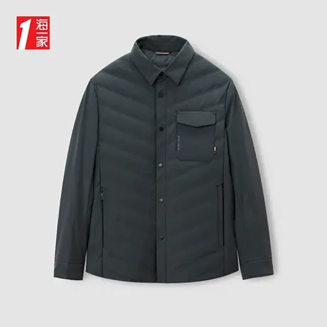 海一家翻领薄款保暖外套青春活力青少年口袋装饰男士羽绒服图片