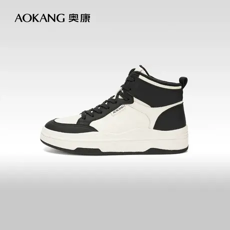 【门店发货】奥康女鞋 2023冬季新款厚底板鞋加绒高帮鞋运动鞋图片