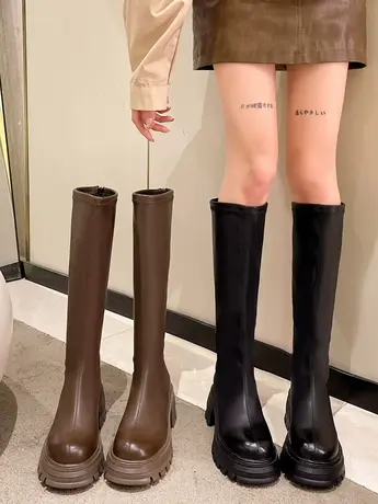 靴子女长筒靴秋冬2023年新款厚底粗跟显瘦不过膝骑士靴高筒瘦瘦靴商品大图