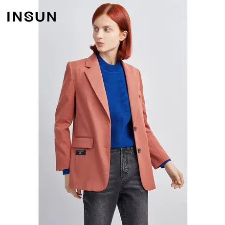 恩裳商场同款2022冬季经典千鸟格纹设计直身显瘦通勤西装外套商品大图