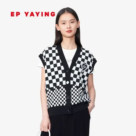 EP YAYING雅莹女装 通勤棋盘格拼接针织背心 商场同款9022A图片
