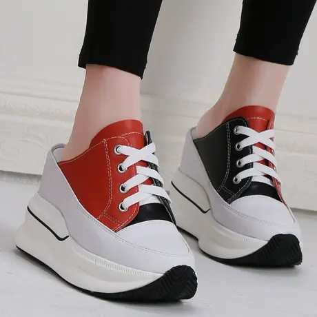 断码鞋低10CM增高厚底凉鞋女款夏季外穿无后跟松糕坡跟包头凉拖鞋图片