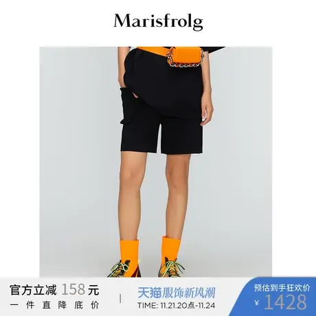 【商场同款】玛丝菲尔女装夏季新款黑色休闲裤时尚直筒短裤子商品大图