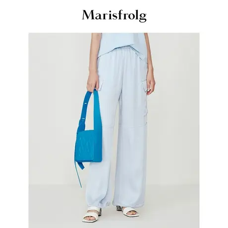 【顺滑垂坠系列】玛丝菲尔休闲裤23春新款宽松高腰醋酸工装裤女商品大图