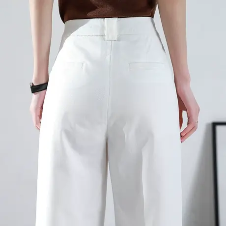 冰丝阔腿裤女夏薄款白色女裤夏季2024新款八分休闲九分天丝直筒裤商品大图