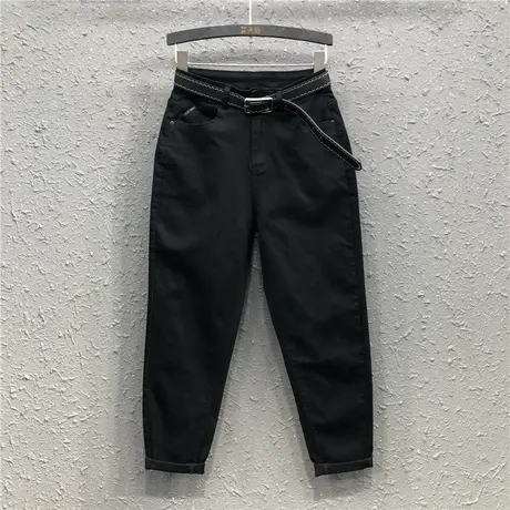 女士老爹牛仔裤裤子春季新款宽松高腰直筒黑色个性显瘦休闲哈伦裤商品大图