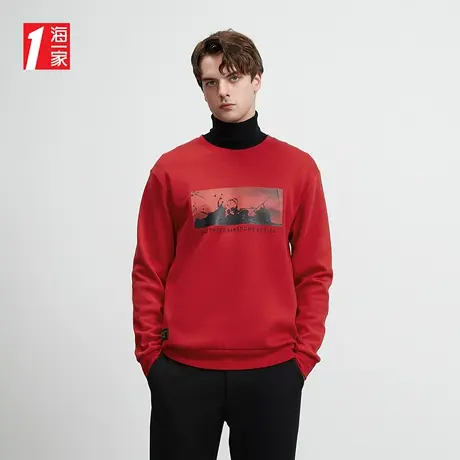 海一家时尚个性印花套头衫舒适圆领青春休闲男士卫衣商品大图