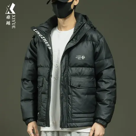 希越新款防寒保暖棉衣男冬季宽松大码羽绒外套男士加厚连帽棉服潮商品大图