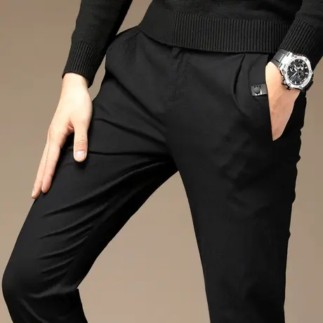 男士宽松男裤秋季春秋款黑色潮流百搭帅气纯棉休闲长裤子修身小脚商品大图