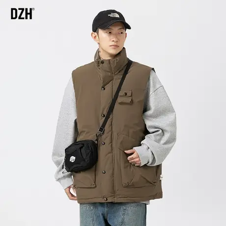 男士工装棉马甲冬季男加棉加厚保暖棉衣咖色上衣马夹男式新款外穿商品大图