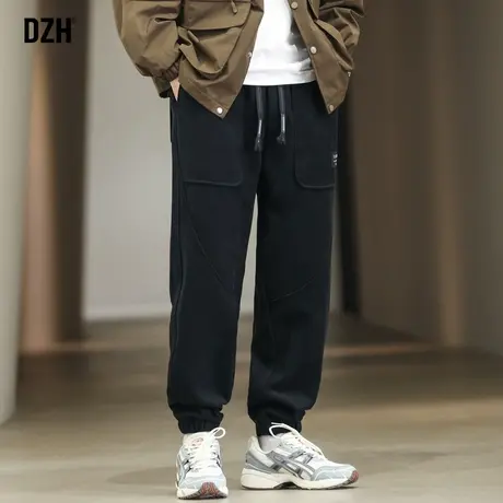 男士美式高街裤子男潮牌痞帅黑色休闲长裤男裤秋款2024新款束脚裤商品大图