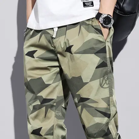 冰丝迷彩运动卫裤男士工装休闲裤九分2023年新款潮男裤子夏季薄款商品大图