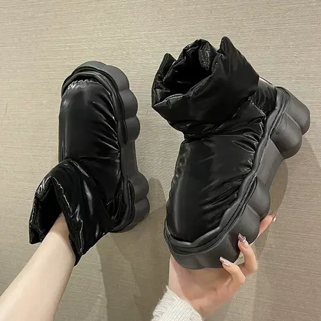 踩屎感棉拖鞋女士冬季新款厚底包跟防水雪地靴加绒保暖可外穿棉鞋商品大图