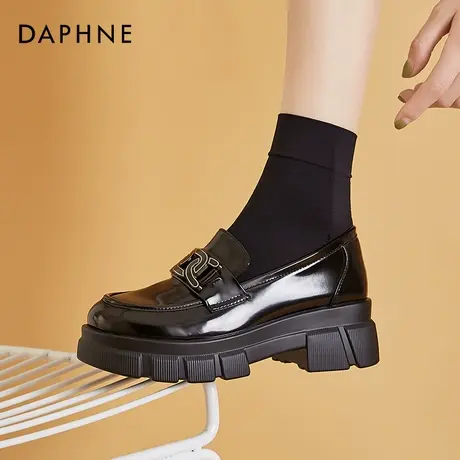 达芙妮厚底小皮鞋女夏季日系jk鞋2021新款英伦风粗跟乐福鞋一脚蹬商品大图