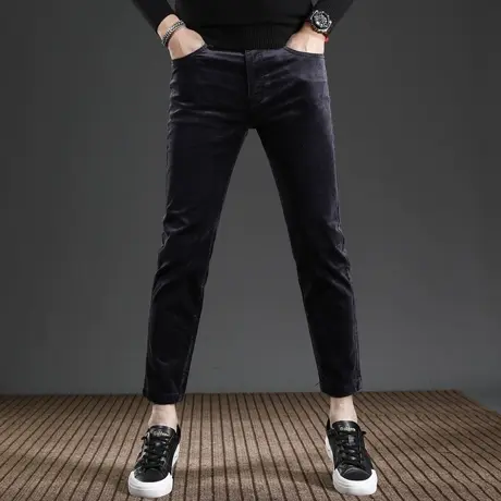高端灯芯绒九分裤子男修身小脚冬季2023新款弹力休闲男士裤子厚款商品大图