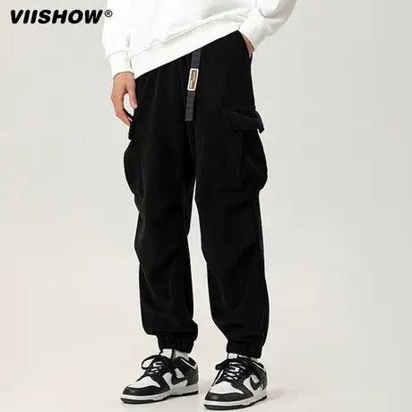 VIISHOW潮牌束脚卫裤男冬季宽松束脚保暖运动裤宽松潮加绒长裤商品大图