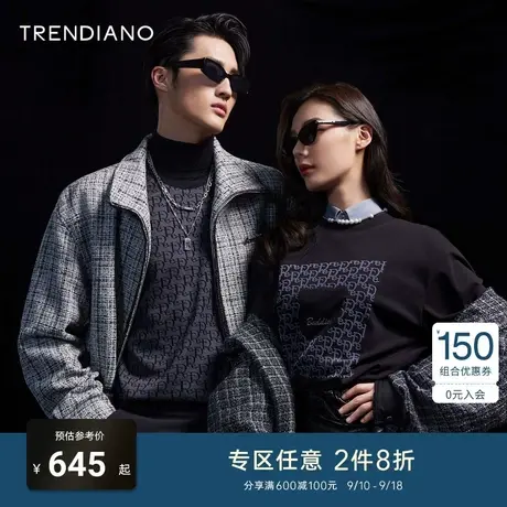 TRENDIANO官方潮牌男装秋季新款时尚休闲小熊连帽衬衫外套男商品大图