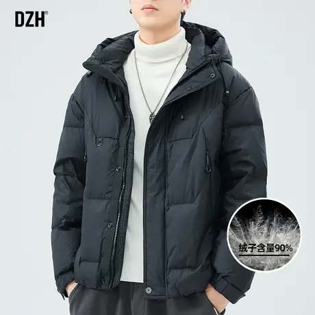 男士连帽羽绒服男短款冬季加厚潮牌外套宽松2024新款休闲上衣百搭图片