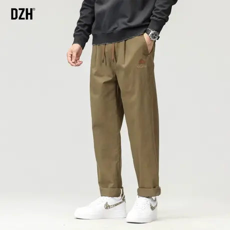 男士美式高街裤子男冬款宽松直筒咖色工装裤2024新款纯棉男裤长裤商品大图