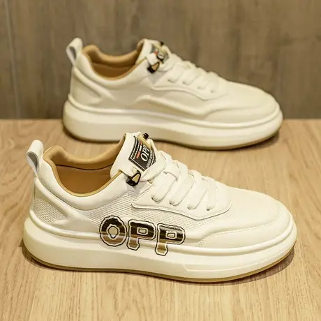 高级感男鞋春秋季潮流休闲小白板鞋男士韩版厚底百搭潮鞋2024新款图片