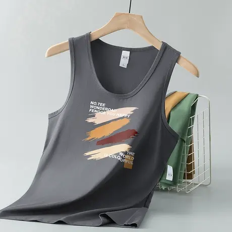 莫代尔冰丝背心男夏季跨栏速干凉感无袖t恤健身运动篮球坎肩吊带商品大图