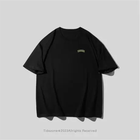 Ohlyah小众潮牌美式简约字母短袖t恤男女款夏重磅复古水洗半截袖图片