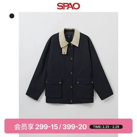 SPAO韩国同款2024年春季新款女士灯芯绒翻领夹克外套SPJJE12W08商品大图