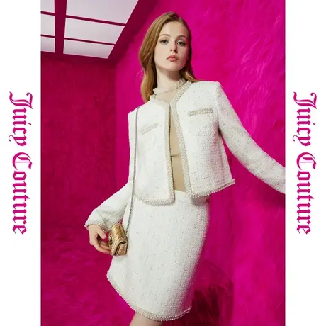 Juicy Couture橘滋秋女女装年新款浪漫月光金丝绣珍珠饰边外套图片