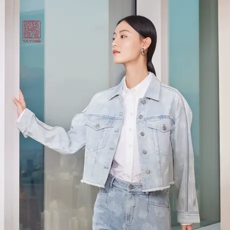 EP雅莹高端系列 设计感拼接口袋廓形牛仔外套 2023新款J102A图片