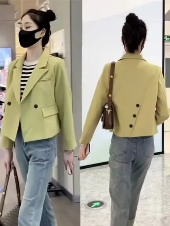 百搭显瘦高级西服女减龄法式复古短款西装外套春秋季宽松休闲上衣图片