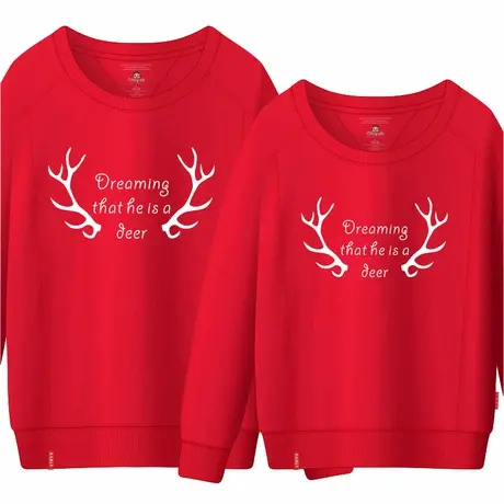 Ohlyah品牌男女装情侣卫衣日系长袖英文鹿头印花纯棉圆领班服定制商品大图