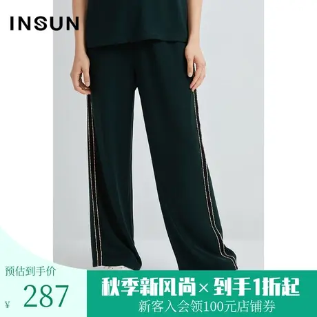 恩裳夏女装时尚简约织带利落线条感易打理舒适休闲裤图片