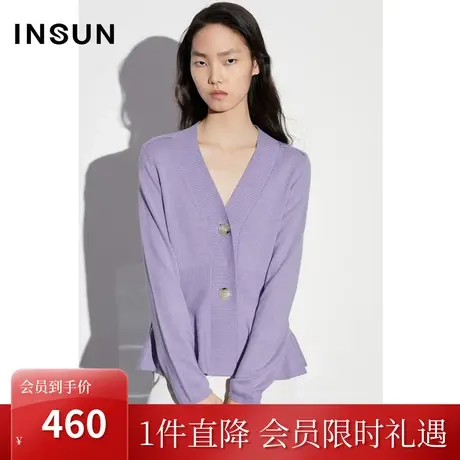 恩裳COVER2023春款新款罗纹收腰羊毛混纺葱纱荷叶A摆弹力针织上衣商品大图