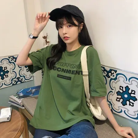 超火cec短袖t恤女夏装宽松网红ins洋气原宿风bf百搭蹦迪上衣服潮商品大图