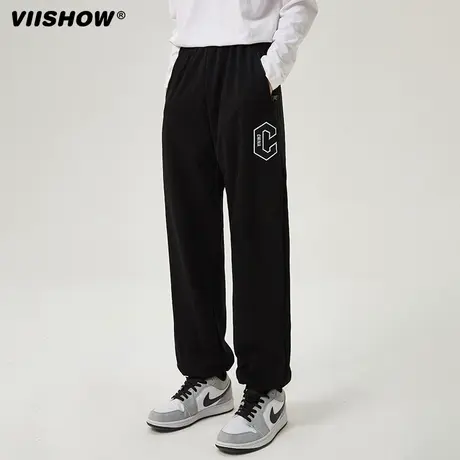 VIISHOW休闲裤子男春秋季潮牌时尚宽松运动长裤束脚针织美式卫裤商品大图