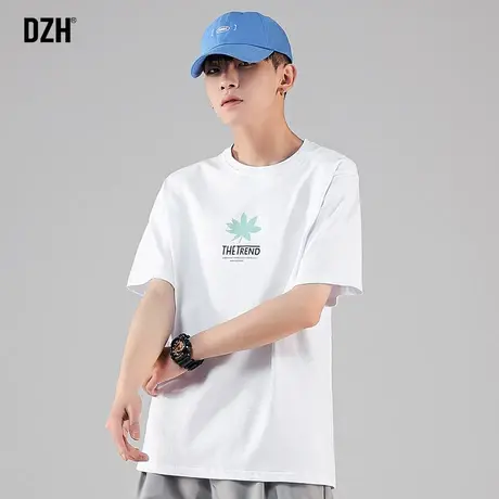 男生枫叶印花短袖男夏季设计感小众ins潮牌t恤男装2023新款打底衫商品大图