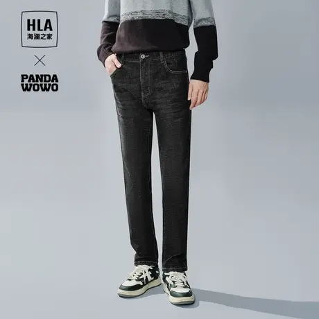 HLA/海澜之家panda wowo熊猫牛仔裤23秋季新款宽松窄脚黑牛裤子男图片