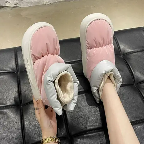 高帮羽绒棉拖鞋女保暖冬季踩屎感室内居家用秋冬厚底包跟棉鞋外穿图片
