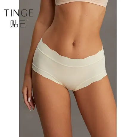 TINGE冰丝凉感草珊瑚抗菌内裤女春夏薄款中腰包臀波浪边女生短裤商品大图